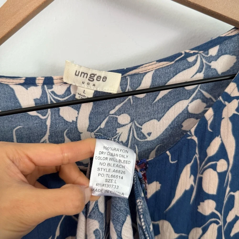 Umgee Blue Pink Patchwork Midi Dress - Picture 5 of 7